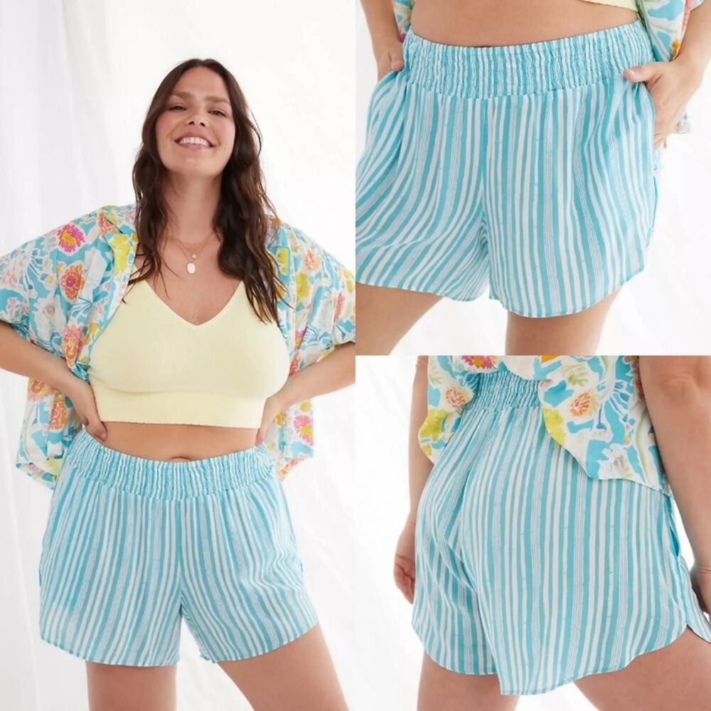 NWT Anthropologie Sisters Gulassa Whimsy Pajama Short in Blue Sky